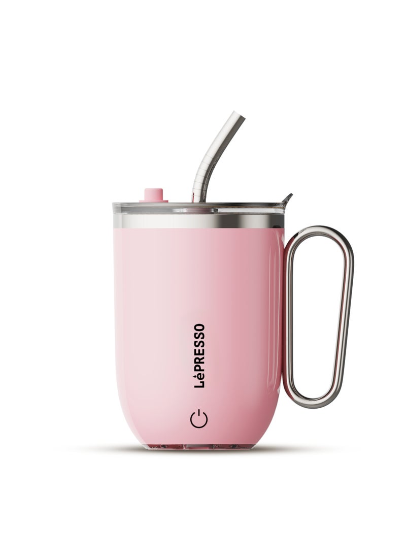 LePRESSO Auto Magnetic Stirring Travel Coffee Mug 420ml / Temperature Display / Type C Charging Port / Durable & Easy to Clean / Mixing Time 30s - Pink - Image 1